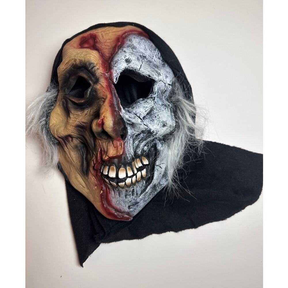Vintage Scary Two Faced Halloween Mask Dead Bloody Scary Rubber Latex Adult